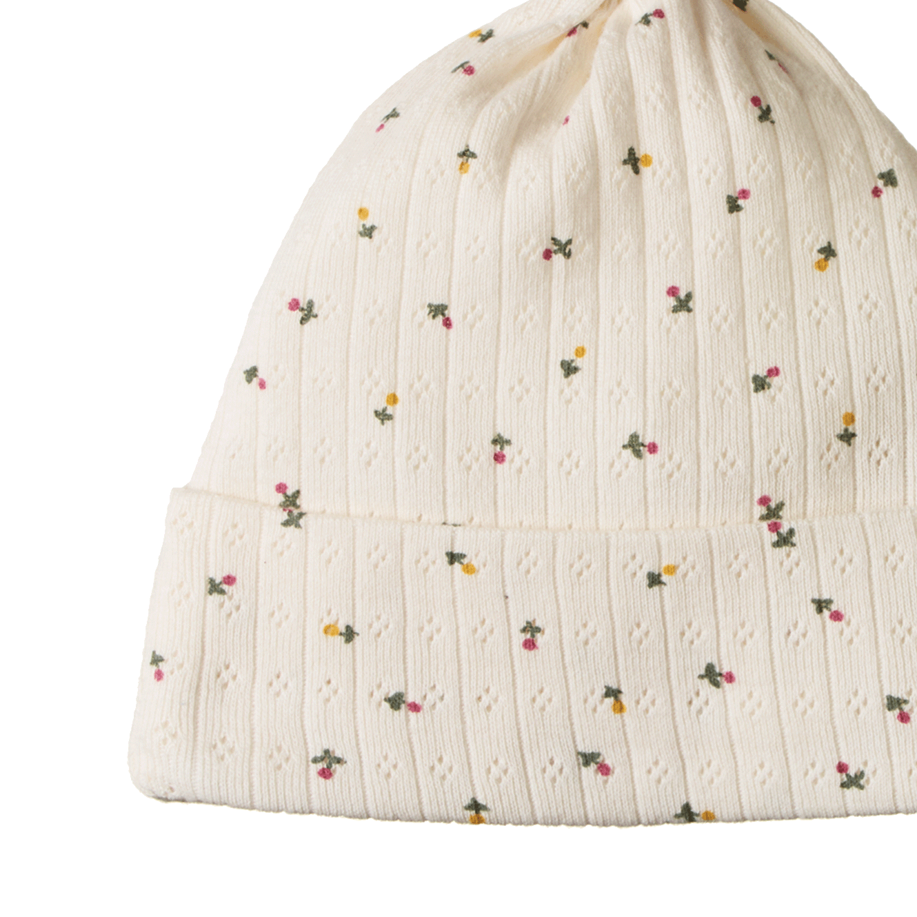 KNOTTED BEANIE POINTELLE | Aster Floral Print-Extra Img - 2