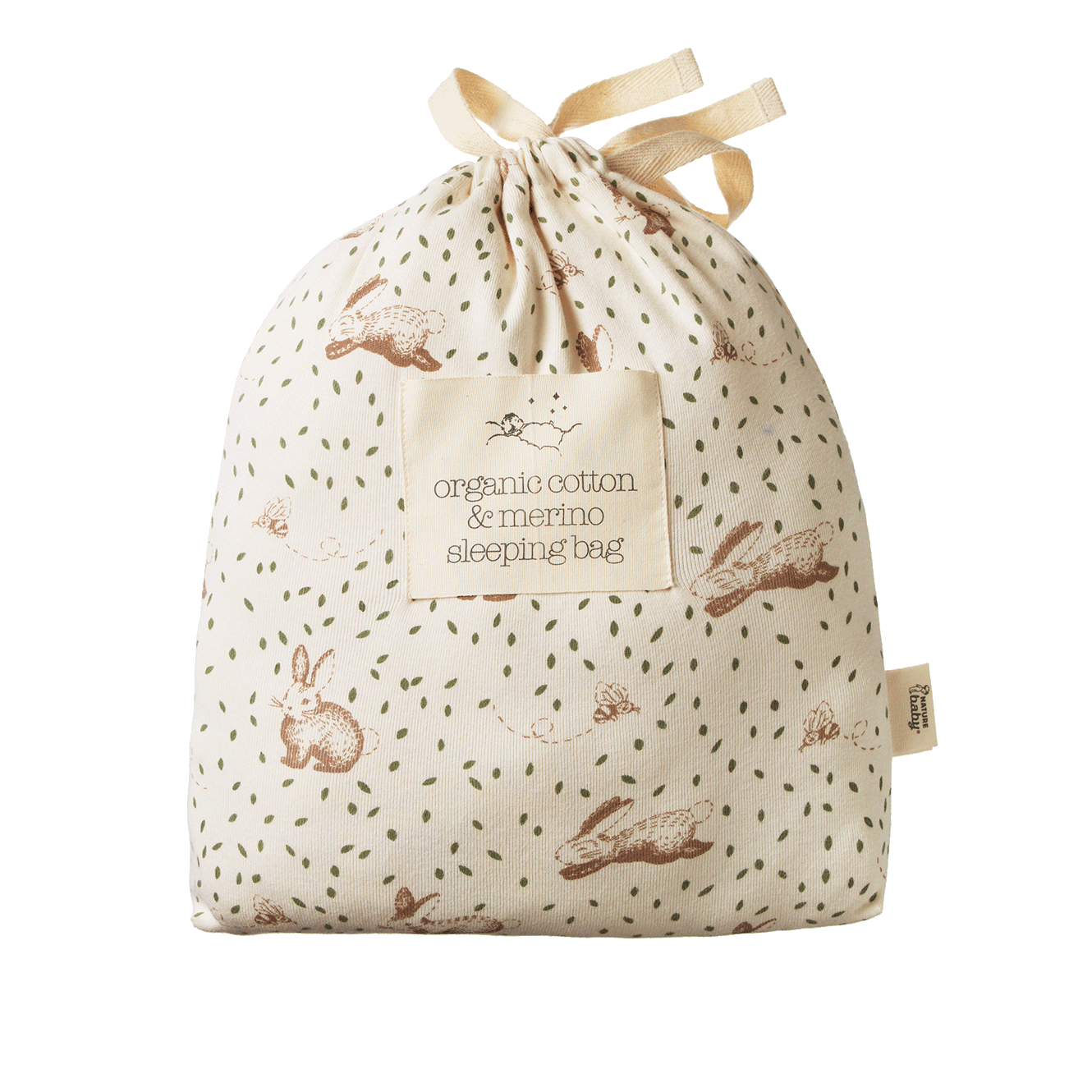 ORGANIC COTTON & MERINO SLEEPING BAG | Rabbitty Print-Extra Img - 2