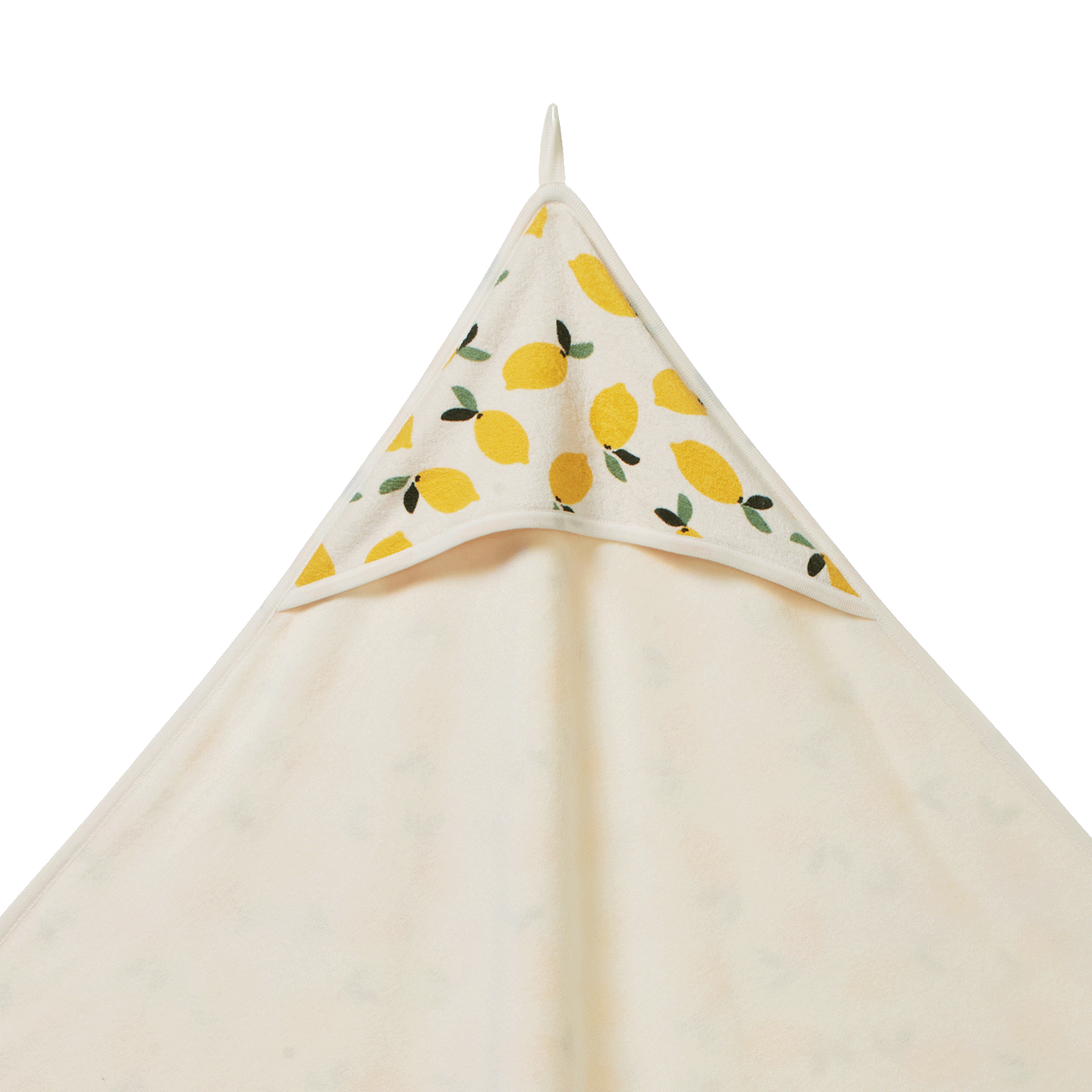 ORG COTTON HOODED TOWEL | Lemon Print Terry-Extra Img - 2
