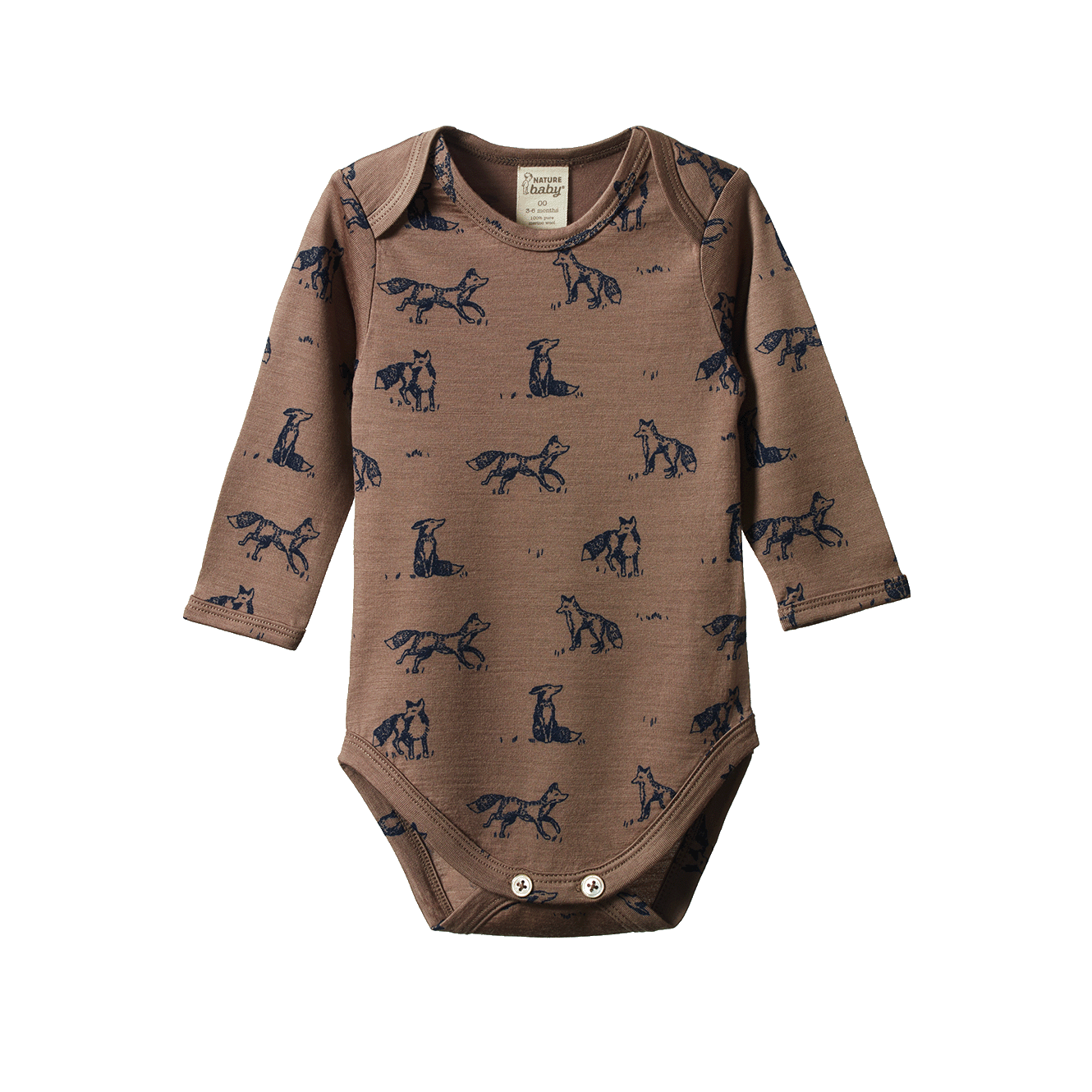 MER ESS L/S BODYSUIT | Foxy Print Merino-Web-front