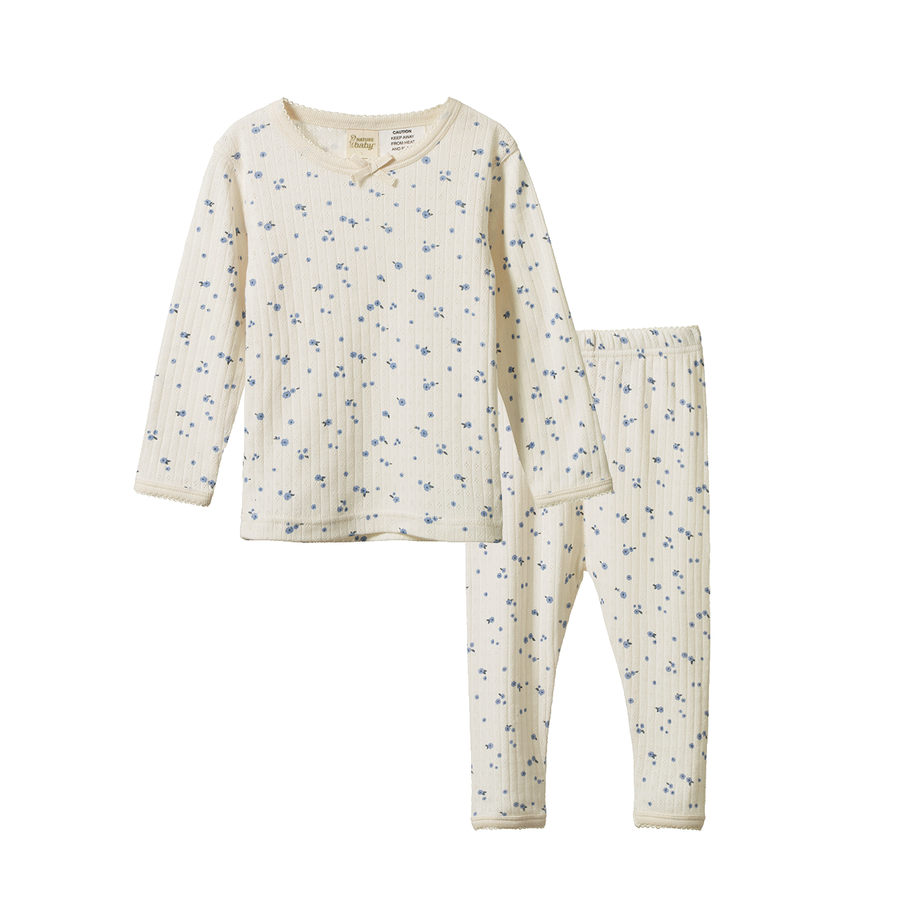 2PC LONG SLEEVE PYJAMA SET POINTELLE | Daisy Print-Web-front