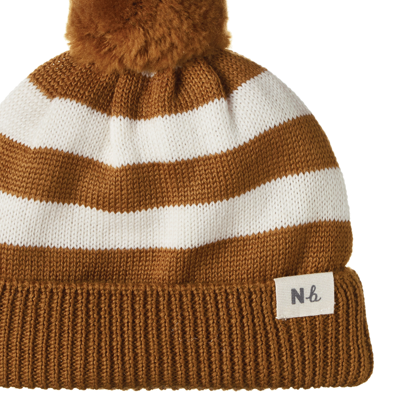 ALPINE POM POM BEANIE | Toffee Bold Stripe-Extra Img - 2