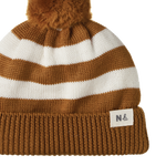 ALPINE POM POM BEANIE | Toffee Bold Stripe-Extra Img - 2
