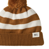 ALPINE POM POM BEANIE | Toffee Bold Stripe-Extra Img - 2