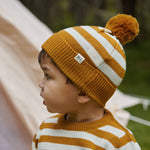 ALPINE POM POM BEANIE | Toffee Bold Stripe-Web-hover