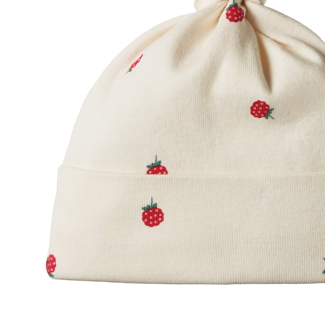 COTTON KNOTTED BEANIE | Raspberry Print-Extra Img - 2