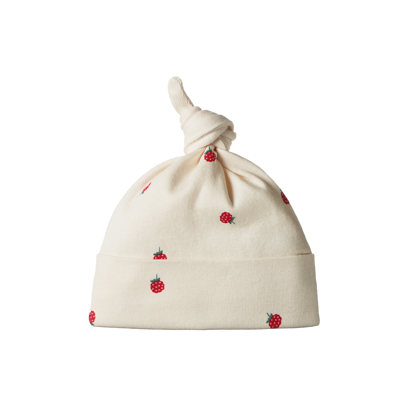 COTTON KNOTTED BEANIE | Raspberry Print-Web-front