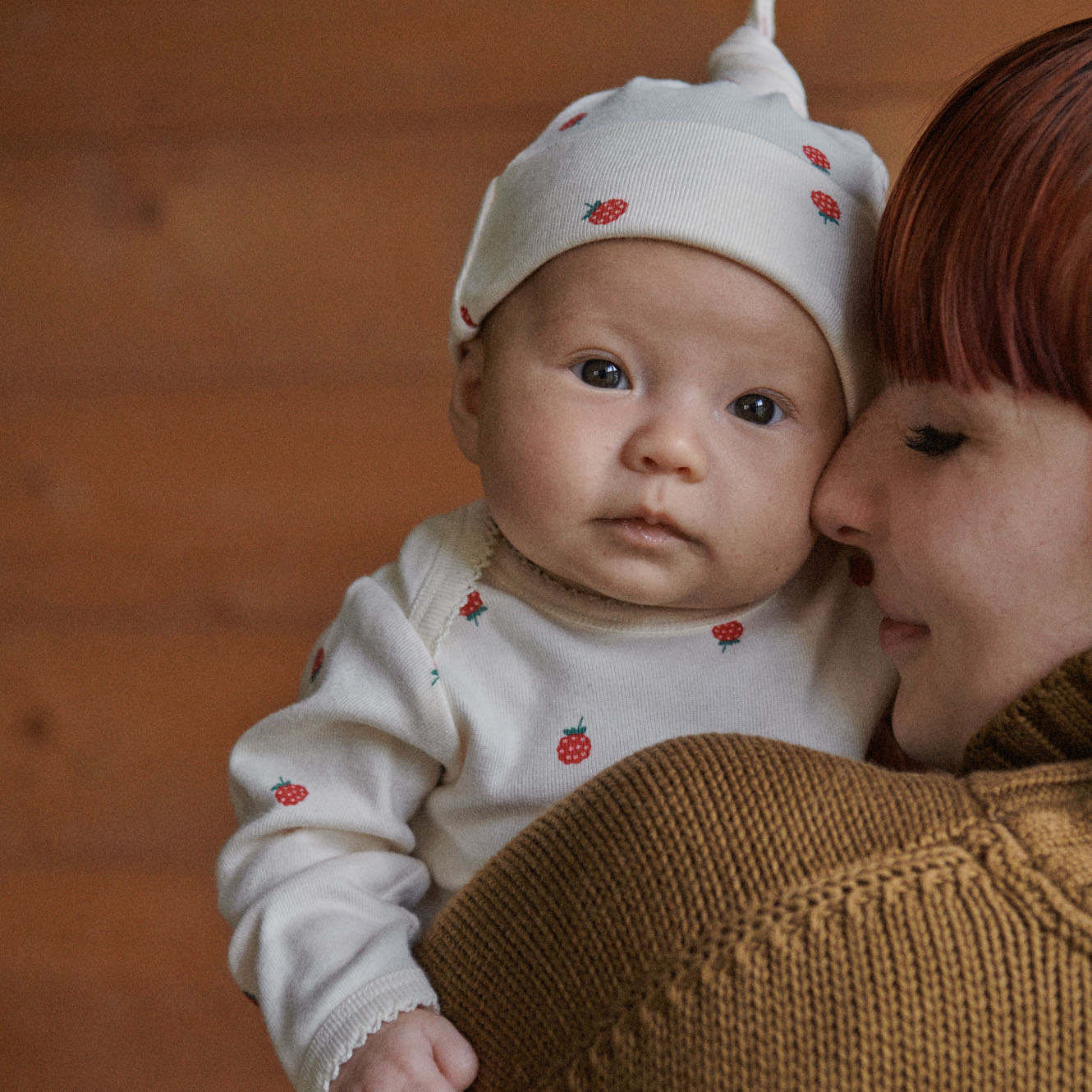 COTTON KNOTTED BEANIE | Raspberry Print-Web-hover