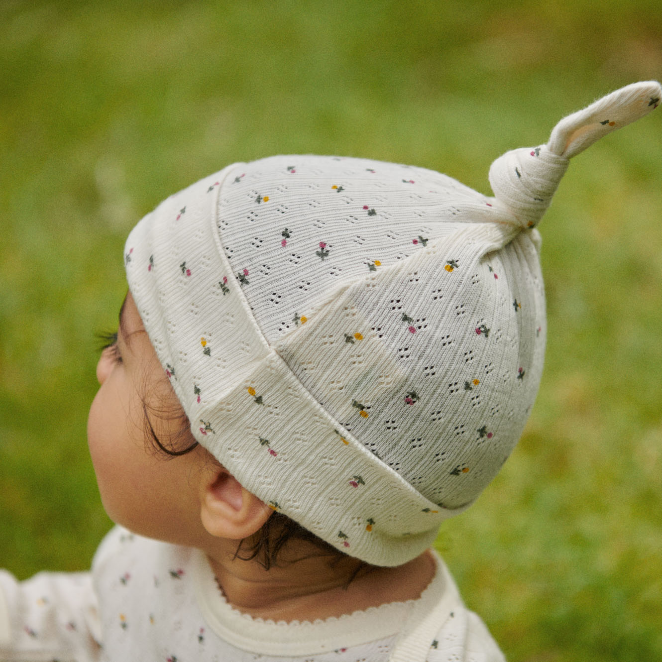 KNOTTED BEANIE POINTELLE | Aster Floral Print-Web-hover