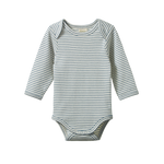 LONG SLEEVE BODYSUIT | Teal Pinstripe-Web-front