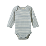 LONG SLEEVE BODYSUIT | Teal Pinstripe-Web-front