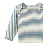 LONG SLEEVE BODYSUIT | Teal Pinstripe-Web-hover