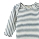 LONG SLEEVE BODYSUIT | Teal Pinstripe-Web-hover