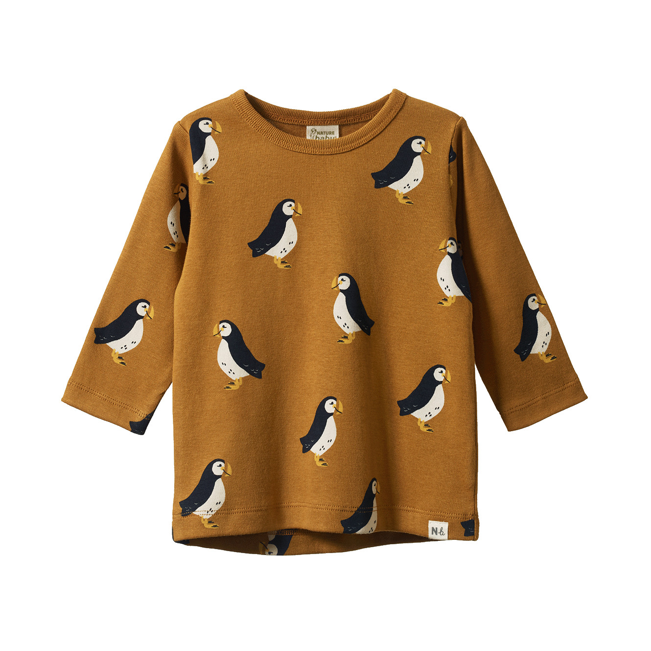LONG SLEEVE RIVER TEE | Puffin Toffee Print-Web-front