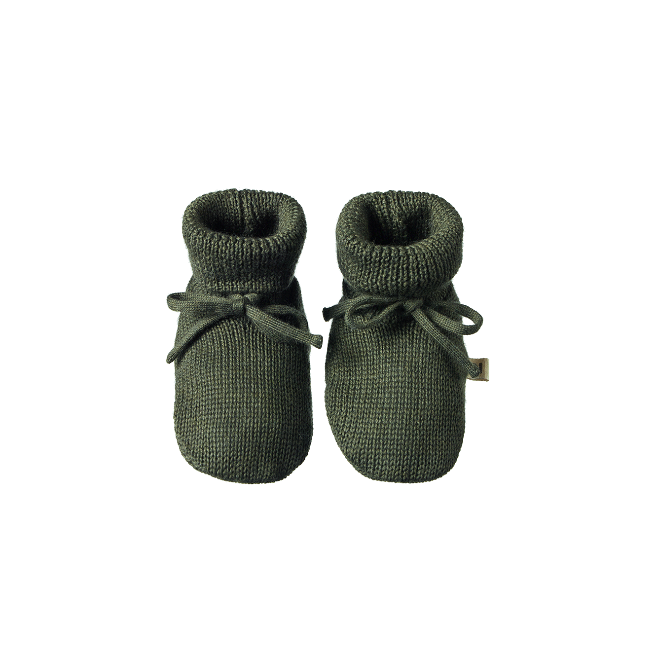 MERINO KNIT DRAWSTRING BOOTIES | Thyme-Web-front