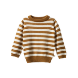 MERINO KNIT PULLOVER | Toffee Bold Stripe-Web-front