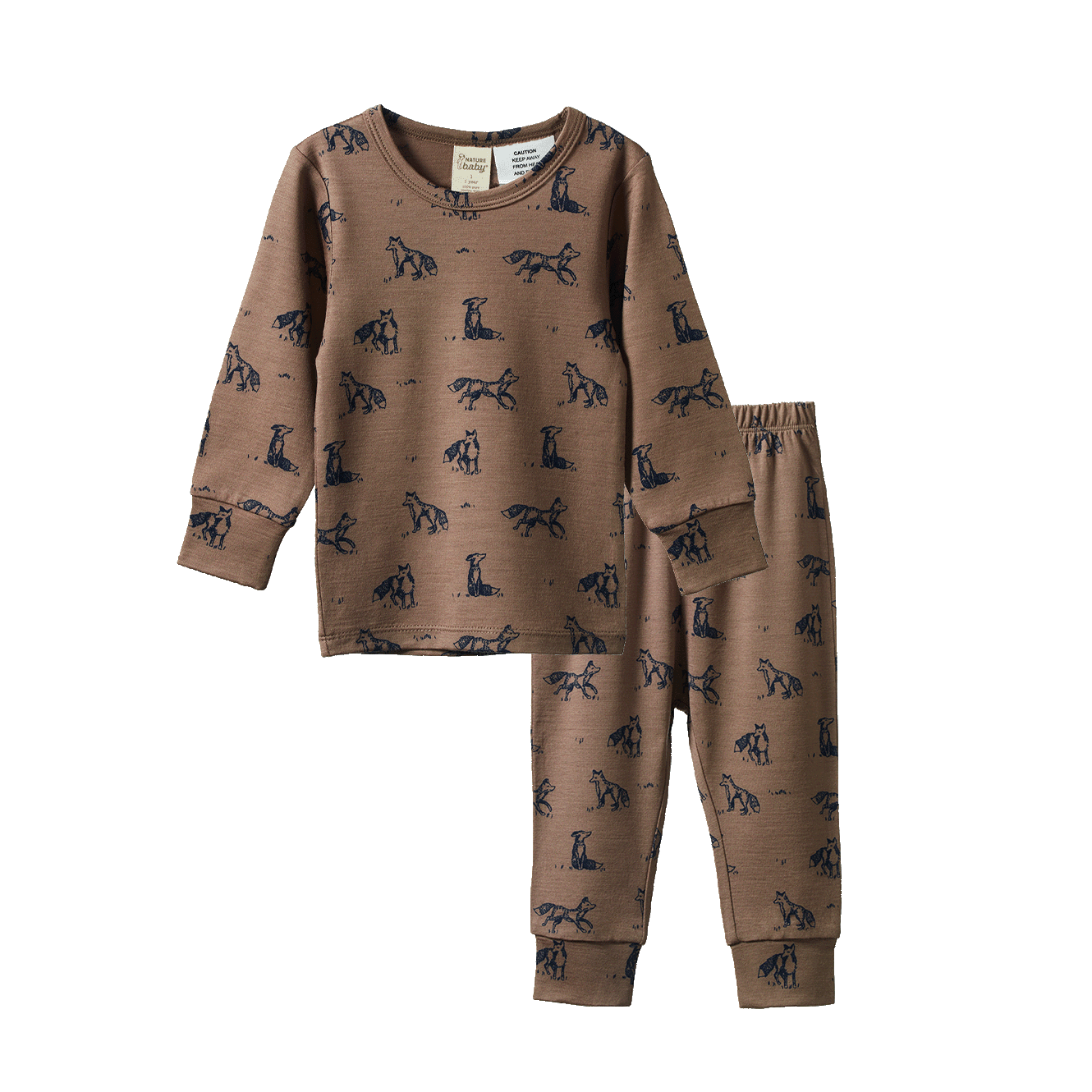 MER ESS 2PC PYJAMAS | Foxy Print Merino-Web-front