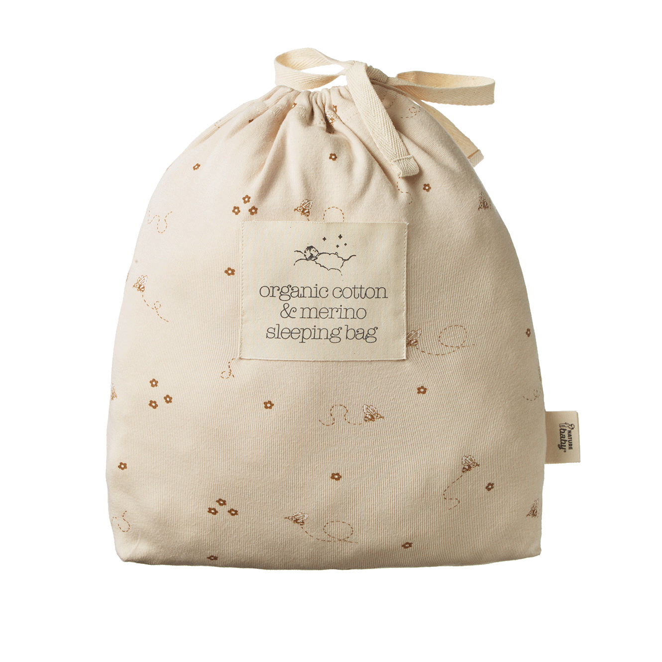 ORGANIC COTTON & MERINO SLEEPING BAG | Bumble Bee Print-Extra Img - 2