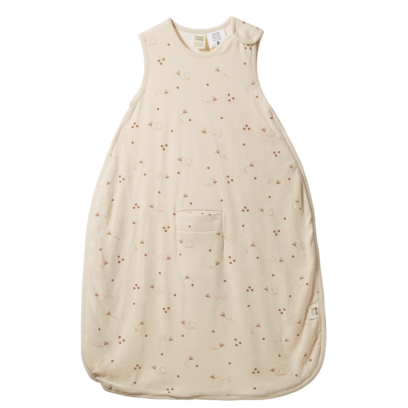 ORGANIC COTTON & MERINO SLEEPING BAG | Bumble Bee Print-Web-front