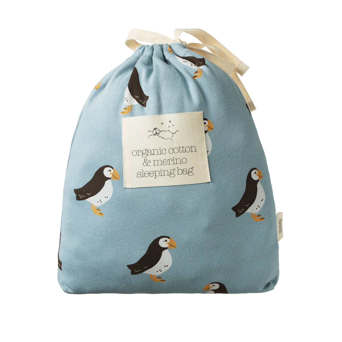 ORGANIC COTTON & MERINO SLEEPING BAG | Puffin Print-Extra Img - 2