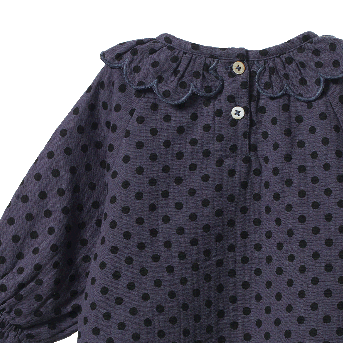 RUFFLE CAMERON BLOUSE | Violet Polka Dot Print-Extra Img - 3