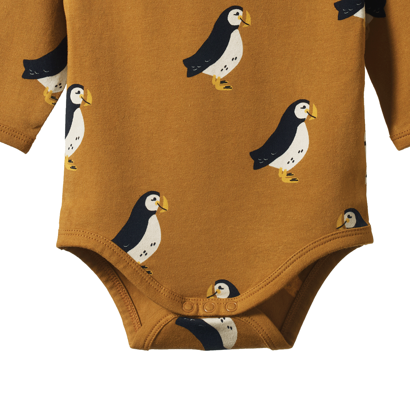 STRETCH JERSEY L/S BODYSUIT | Puffin Toffee Print-Extra Img - 1