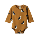 STRETCH JERSEY L/S BODYSUIT | Puffin Toffee Print-Web-front