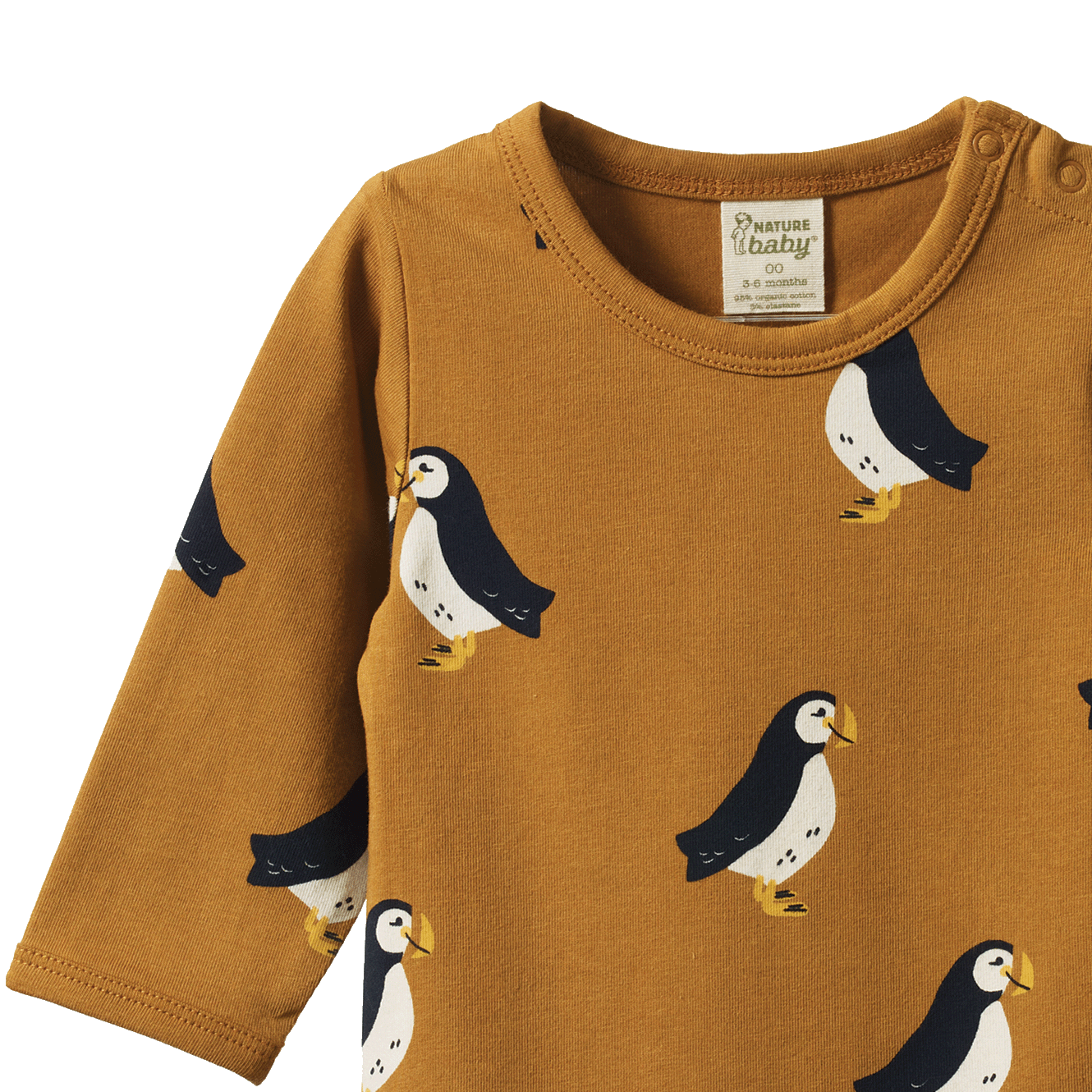 STRETCH JERSEY L/S BODYSUIT | Puffin Toffee Print-Web-hover
