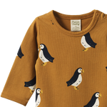 STRETCH JERSEY L/S BODYSUIT | Puffin Toffee Print-Web-hover
