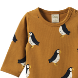 STRETCH JERSEY L/S BODYSUIT | Puffin Toffee Print-Web-hover